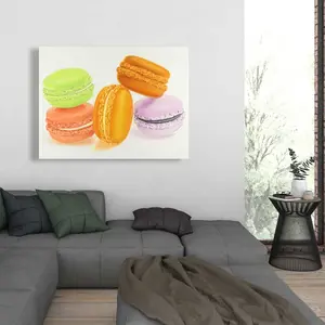212 MAIN Hyperrealist Macaroons Small Bites Canvas Wall Artwork, 36x48 in. Vivid Colors Kitchen Home Decor, Premium Posters & Prints for Home Supplies, Artistic, Decoration