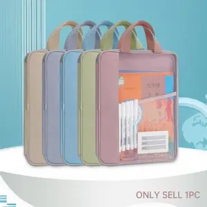A4 Document Organizer Bag, Transparent Mesh Subject Bag, Dual Handle U-Opening, Three-Layer Large Capacity, Thick Double Zipper, Document Classification