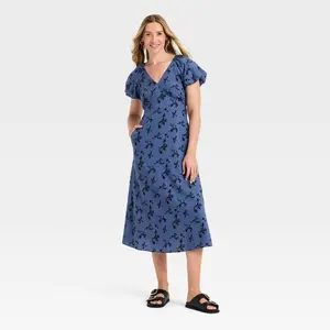 Women's Puff Short Sleeve Midi Sundress - Universal Thread