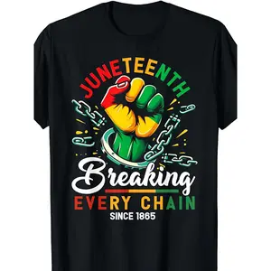 100% Cotton Golf Gift T-Shirt For Men and Women Juneteenth T-Shirt Mens African American Freedom 1865 Novelty T-Shirt, Mens T-Shirt, Short Sleeve, Everyday Wear and Holiday Style Shirt