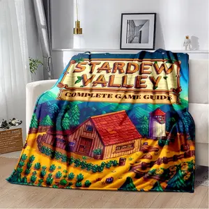 Stardew Valley Farm Map Game Cartoon Blanket,Soft Throw Blanket for Home Bedroom Bed Sofa Travel Picnic Cover Kids Gift A multi-functional and beautiful blanket suitable for decoration, use and as a gift. Add some fun to your home