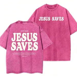 Christian Jesus Saves Graphic Tee for Unisex Y2K Acid Washed T-Shirt – Vintage Streetwear Loose Fit, Summer Casual Crewneck,Gift for Men & Women