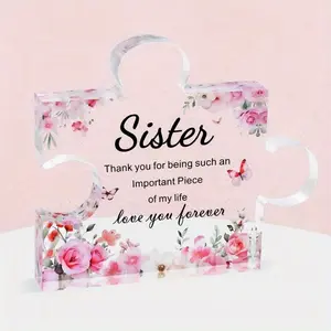 Sister Birthday Gifts - Engraved Acrylic Block Puzzle with Funny Sister Quotes - Memorable Present for Sister's Special Day