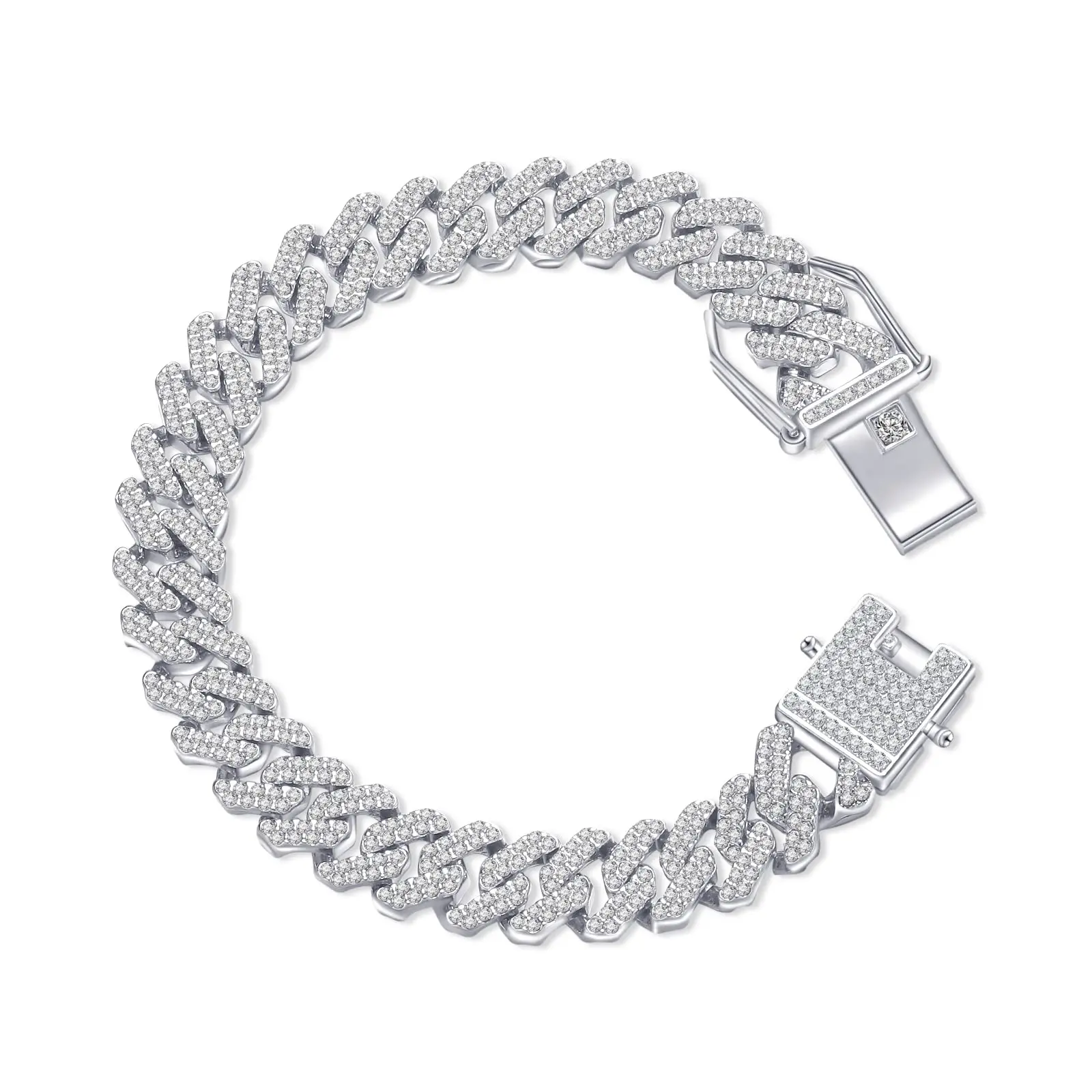 Cuban link bracelet, iced out Miami gold-plated hip hop bracelet with full cubic zirconia prongs, Cuban link anklets for men and women party favor day gift