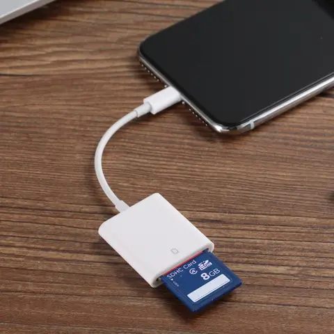 SD Memory Card Reader, Plug and Play Mobile Phone Memory Card Reader Adapter, Portable USB Hubs & Card Readers for iPhone & iPad Use, USB Port Adapters