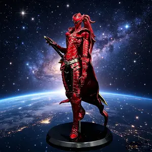 One Piece Red & Black Samurai Figure, Dual-Color Armor Warrior Statue with Sword，Dark Fantasy Samurai Collectible, Two-Tone Metallic Armor Action Figure，Gothic Samurai Warrior Statue, Dual Color Options for Desk Display