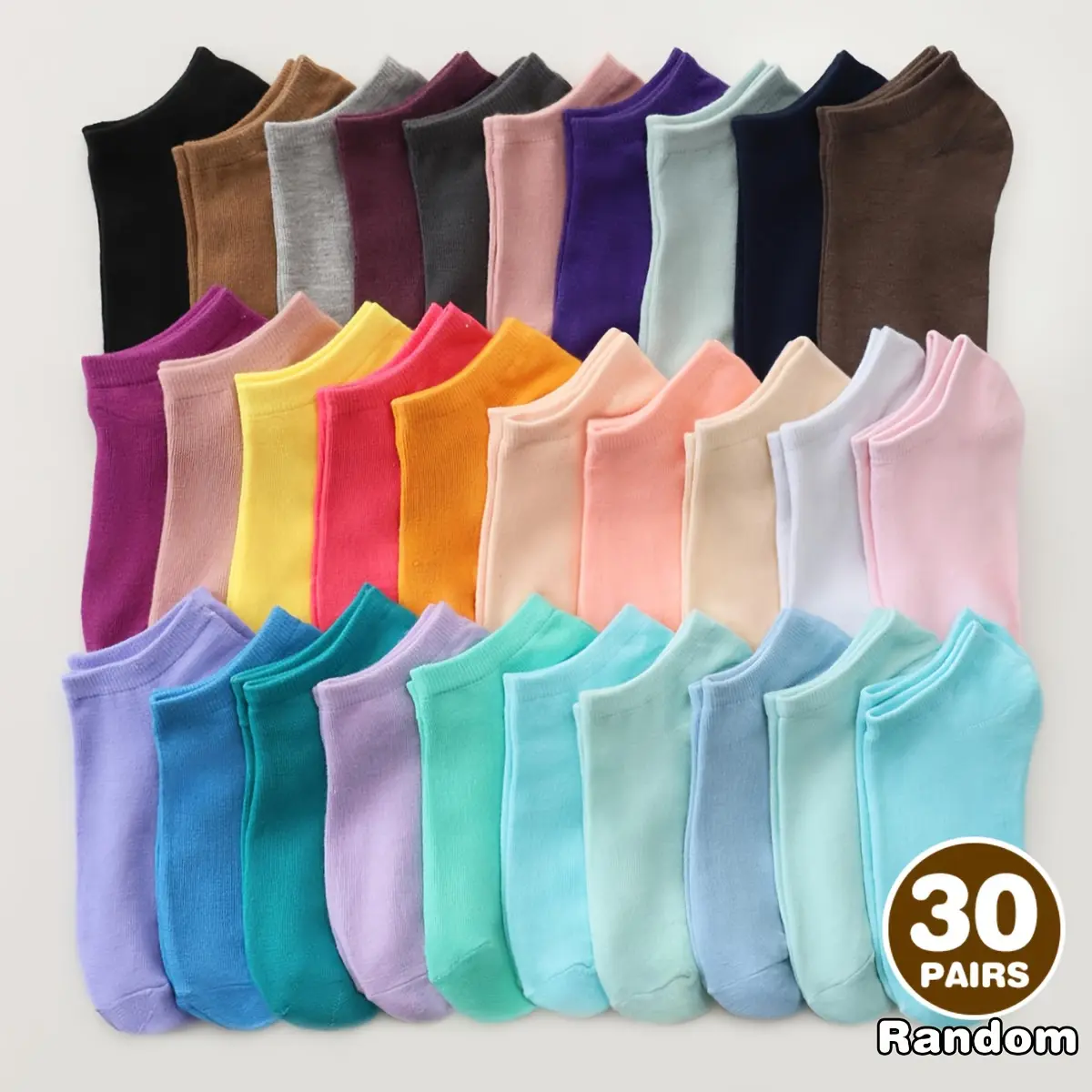 Women's Colorblock Ankle Socks - 10/20/30 Multiple Packs, Casual, Bright/Candy/Colorful, Basic Hosiery, 1-Size Fit Socks for Women, Casual Socks