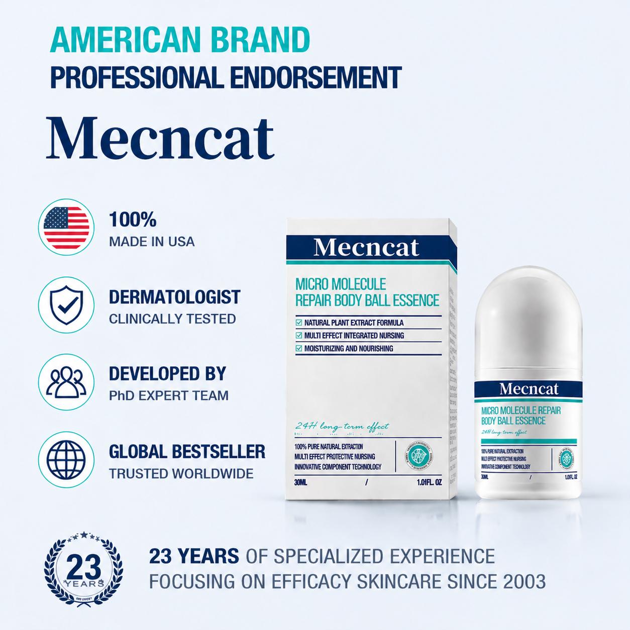 Mecncat Multi-effect Repair Care Roller Micro-molecular Essence with 2% Gold Concentration Salicylic Acid for  Skin Care