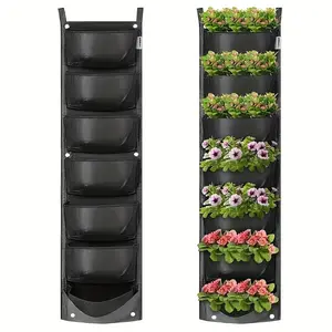 7-Pocket Vertical Garden Wall Planter - Perfect for Herbs, Succulents, Flowers & More - Waterproof Flowerpot Bag, Outdoor Planters, Planter Pots for Home Decoration, Patio, Balcony, Garden & Christmas Decor!