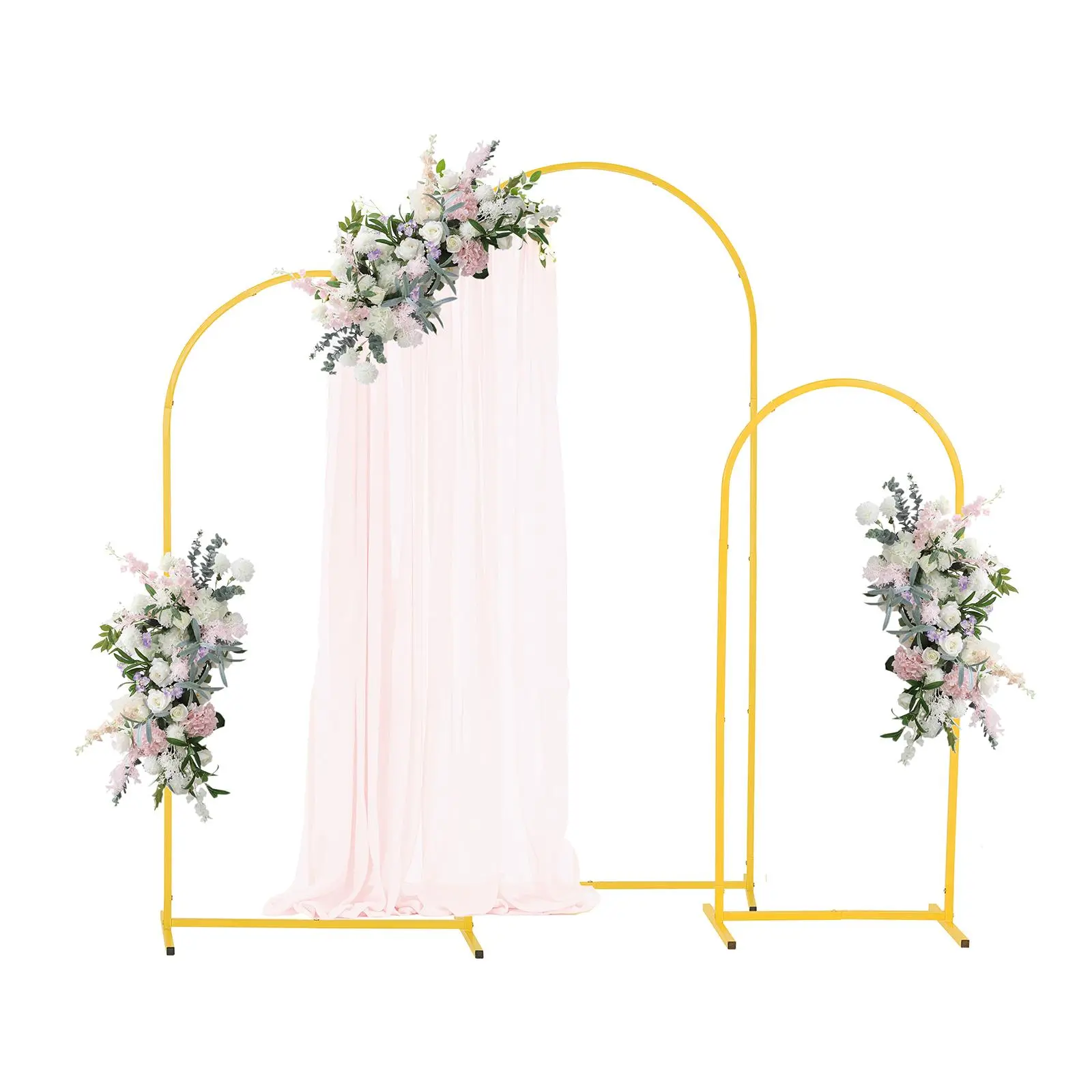 VEVOR Gold Metal Arch Backdrop Stand Set of 3 (6ft,5ft,4ft), Sturdy Reusable Outdoor Elegant Arch-Shape Structure, Easy Assembly for Wedding, Birthday Party Decor, Stable Base, 4 Ft#BackToSchool