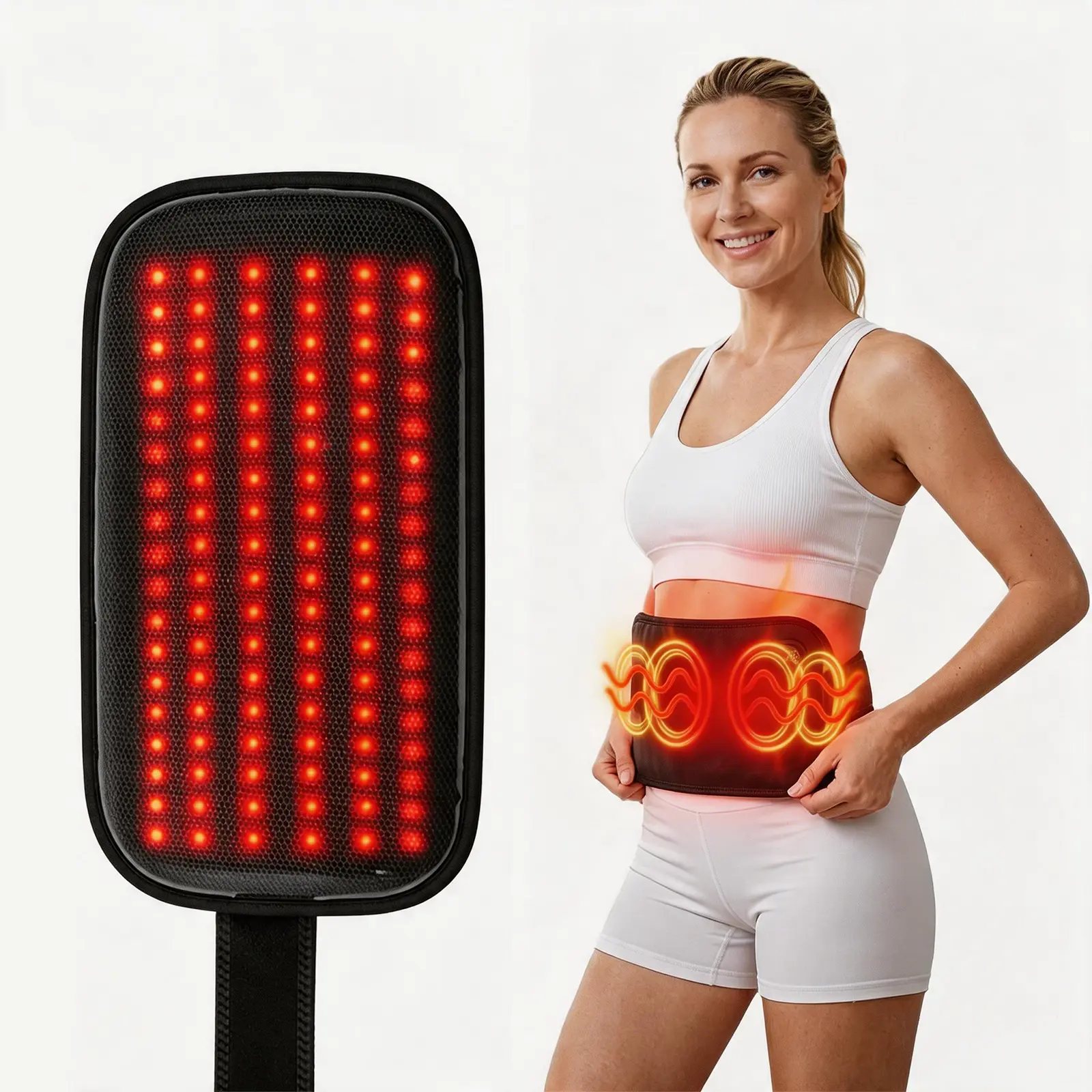 Cordless Red Light Therapy Belt with 3 Heat Settings  for Deep Back Relief - Portable with an Adjustable Elastic Strap