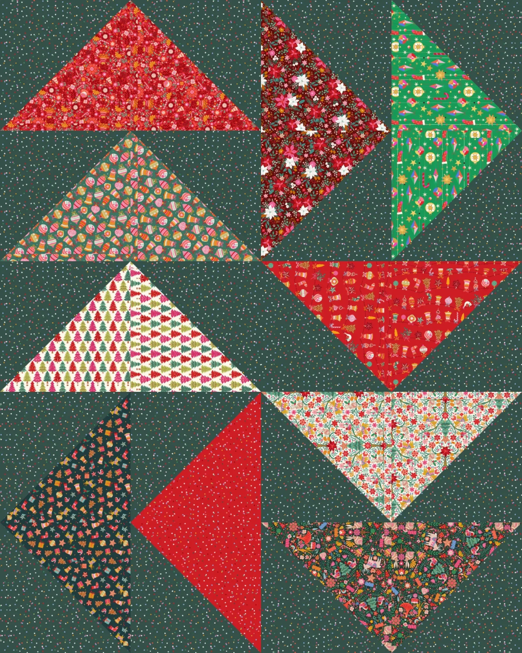 Lazy Christmas Goose Motif Fabric Quilt Single Kit - Deck The Halls Sewing Craft Supply, Whimsical Home Decor, Room Decor