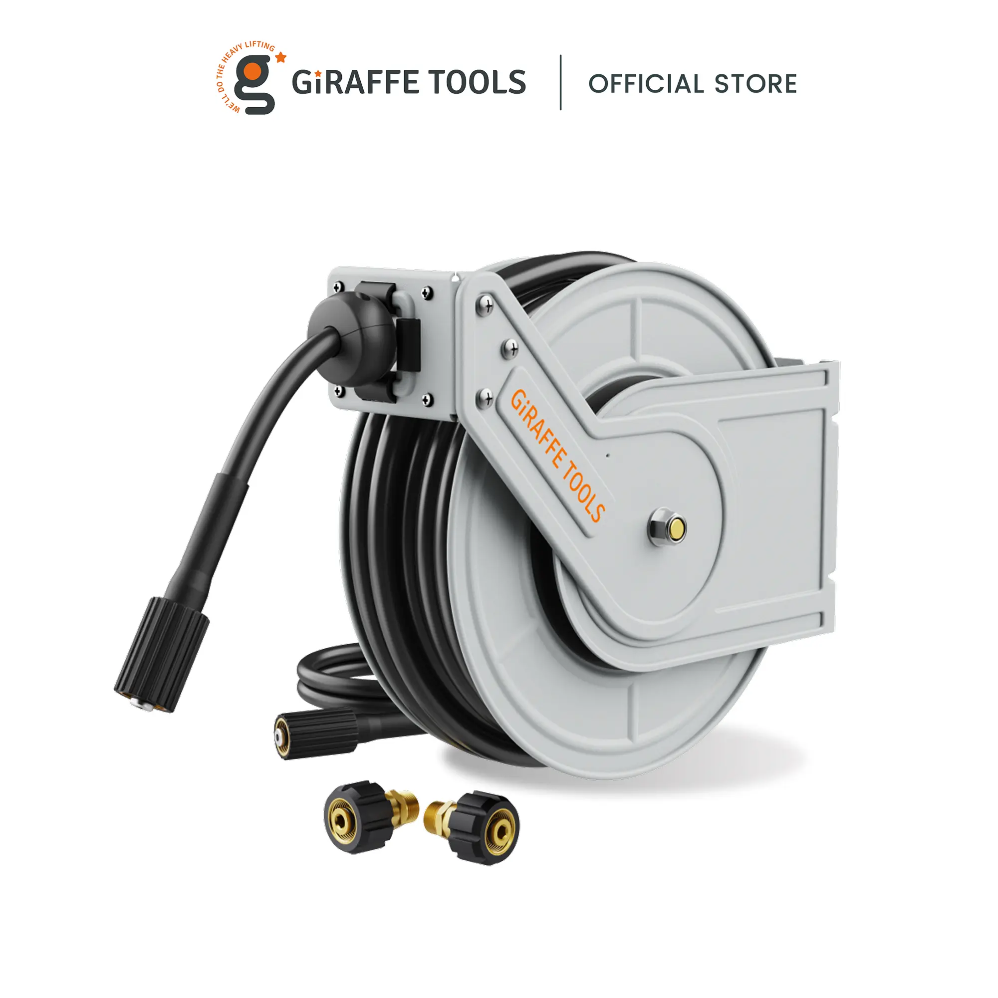 [SummerFinds] Giraffe Tools Retractable Pressure Hose Reel 4000/3200 PSI Heavy Duty 65ft Retractable Hose for Power Washers Lockable at Any Length Wall Mounted