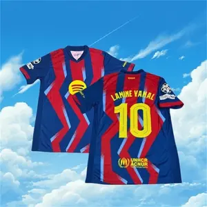 2025 2026 Home Red Blue 10 Yamal Short sleeve Soccer jersey