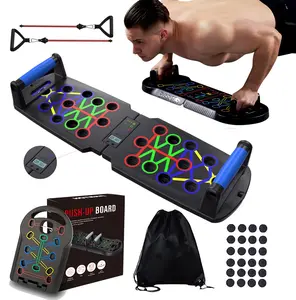 Versatile Push Up Board with Resistance Ropes, 30-in-1 4rd Generation Push Up Board - Multi-Functional Foldable Gym System, Portable Workout ,Chest/Back/Abs Training Multi-Function  exercise equipment trainer home push-up training board