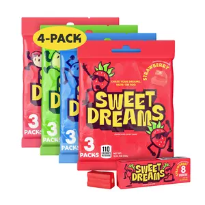 Sweet Dreams Center Filled Soft Chewy Candy Individually Wrapped, Gluten-Free Candies, Bulk Fruit Chews - Variety Pack 3 Sticks Per Bag, 8 Pieces Per Stick