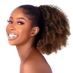 Afro Kinky Curly Drawstring Ponytail Synthetic Short Afro Puff Ponytail Hair Bun For Women
