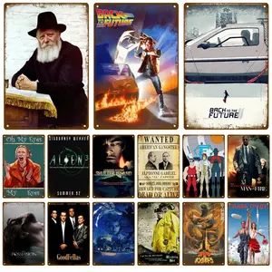 Vintage Movie Film Print Lightweight Metal Plate - Artistic Retro Painting, Decorative Tin Sign Plaque Wall Art, Home Man Cave Bar Decor Aesthetic Gift