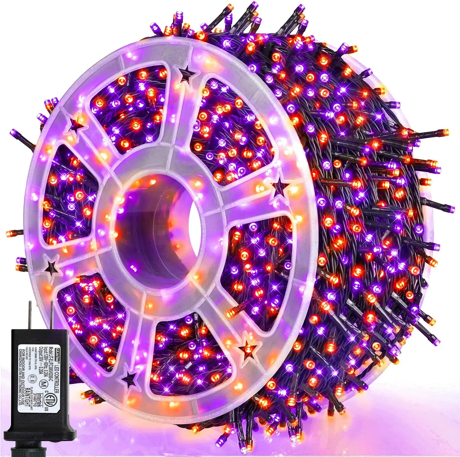 Halloween Gift 500 LED Halloween String Lights, 164FT Purple & Orange Waterproof Twinkle Lights, 8 Modes with Timer & Memory Function, Indoor & Outdoor Halloween Party Garden Home Decor