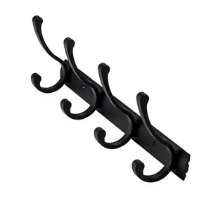 WOWOW Coat Rack Wall Mount, Modern Wall Mount Coat Hooks, Heavy Duty Coat Hangers for Wall, Matte Black Wall Rack for Hanging Coat Jacket Backpack Hat