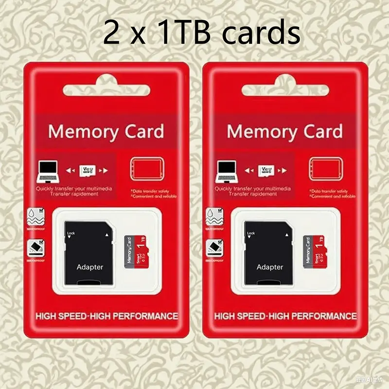 2-Pack × 1TB The memory card with adapter, micro tf Micro SD card, is compatible with dashcam video storage, car GPS routes, smartwatch data, and supports storage for portable game consoles summerwins Usb Tf Card