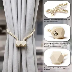 2pcs Curtain Hanger Decoration Tie, Curtain Tie Backs For Curtains, Strong Magnet Twisted Rope, Suitable for Living Room Office Home Decor, Easy Install & Durable Design, Interior Decoration Accessories