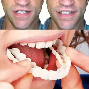 Oral Cosmetic Dental Veneers, Adjustable Fake Teeth with Plaid Design for Cosplay - Includes Case, Pliers - Whitening Effect for Men and Women (Sports & Outdoor Protective Gear Accessory)