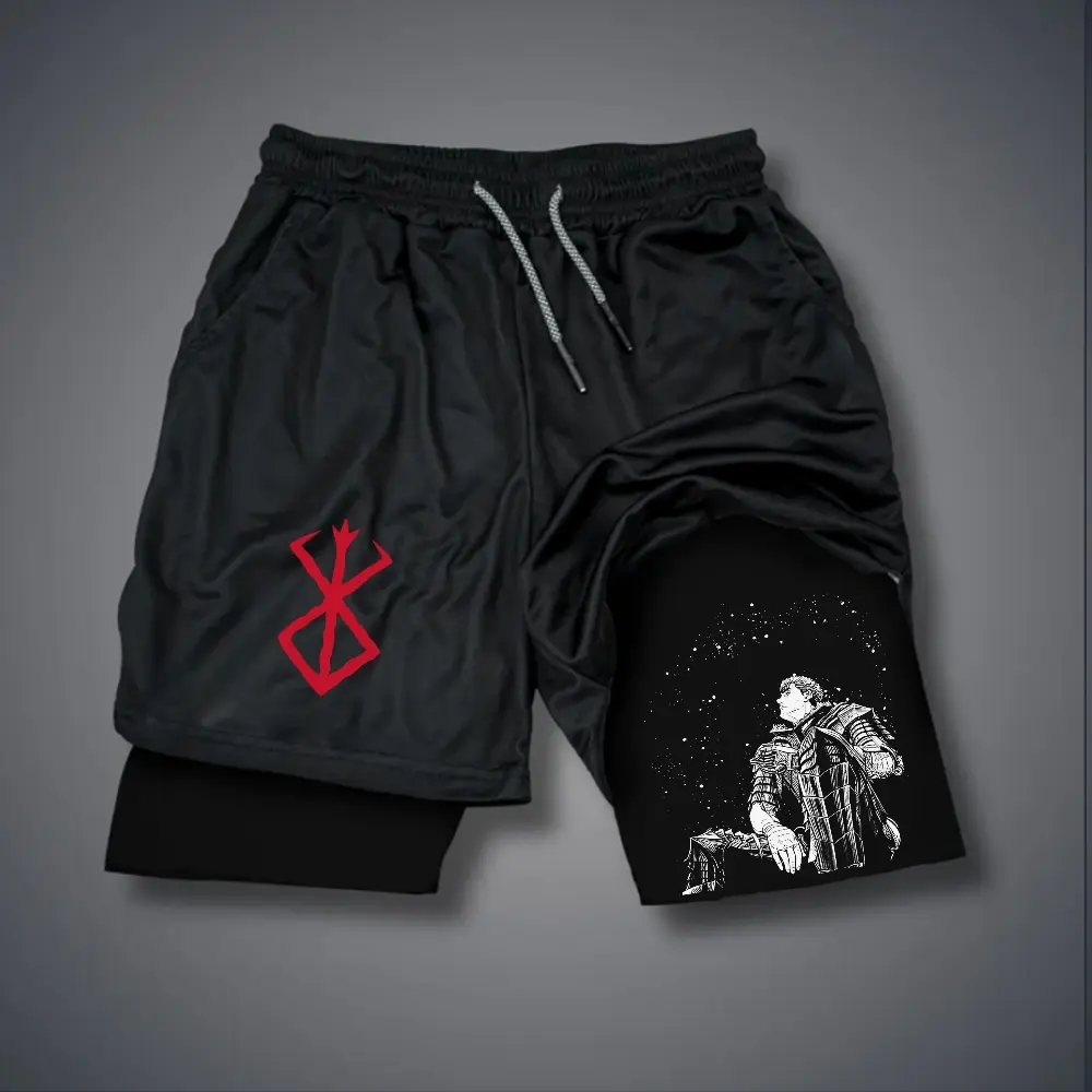 Berserk 80s 90s summer men shorts for men jorts outfit men graphic shorts Double-layer sports shorts Comfortable short shorts summer
