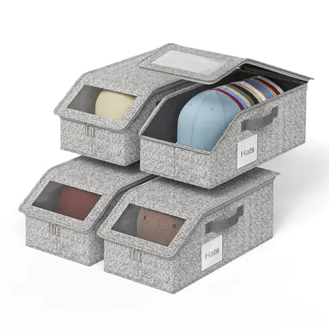 Trapezoid Modern Foldable Hat Wardrobe Organizer for Baseball Caps - 2/4PCS (1Pcs（Accommodates 12 Hats）), Compact Setup Home Supplies Storage Box, Multi-Functional Collapsible Container Storage Solutions, Saves Space for Bedroom