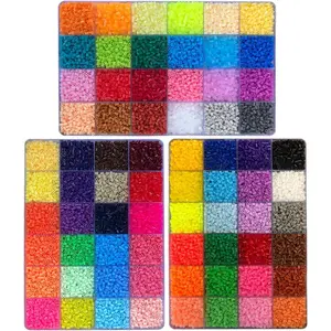 39000 Pcs Fuse Beads Kit for Craft Making 72 Colors 2.6mm Mini Small Iron Beads Set for Adult, with Box, 4 Pegboards, 1 Drawing, 1 Tweezers, 5 Ironing Paper