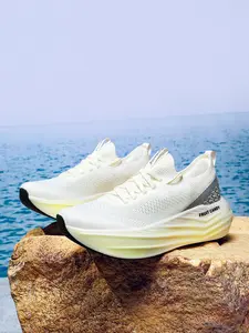 Blue Gradient Parent-Child Trend Running Shoes, Jogging Shoes, Breathable Flyknit Material, Cushioned Comfort, Lightweight Feel, All Seasons