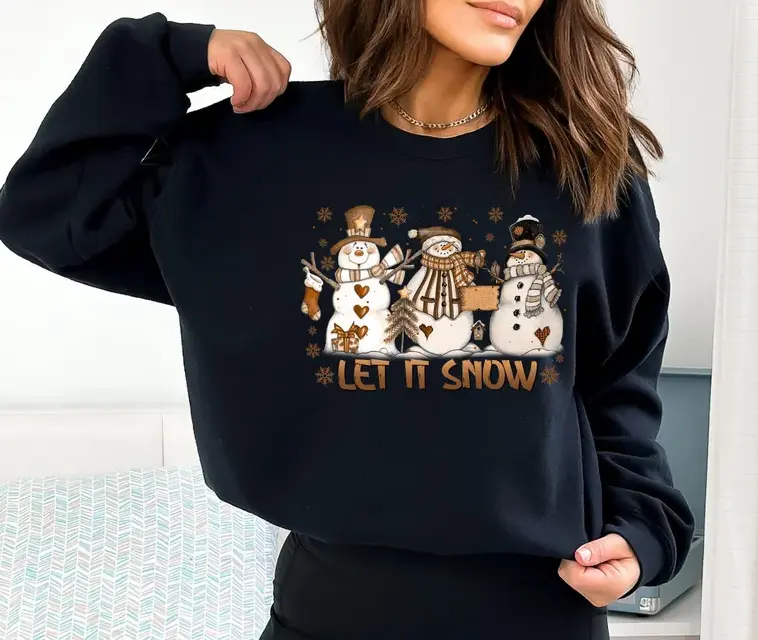 Snowman Christmas Sweatshirt, Let It Snow Sweatshirt, Christmas Hoodie, Winter Sweatshirt, Xmas Sweatshirt, Snowman Hoodie, Holiday Gift #SohoChic