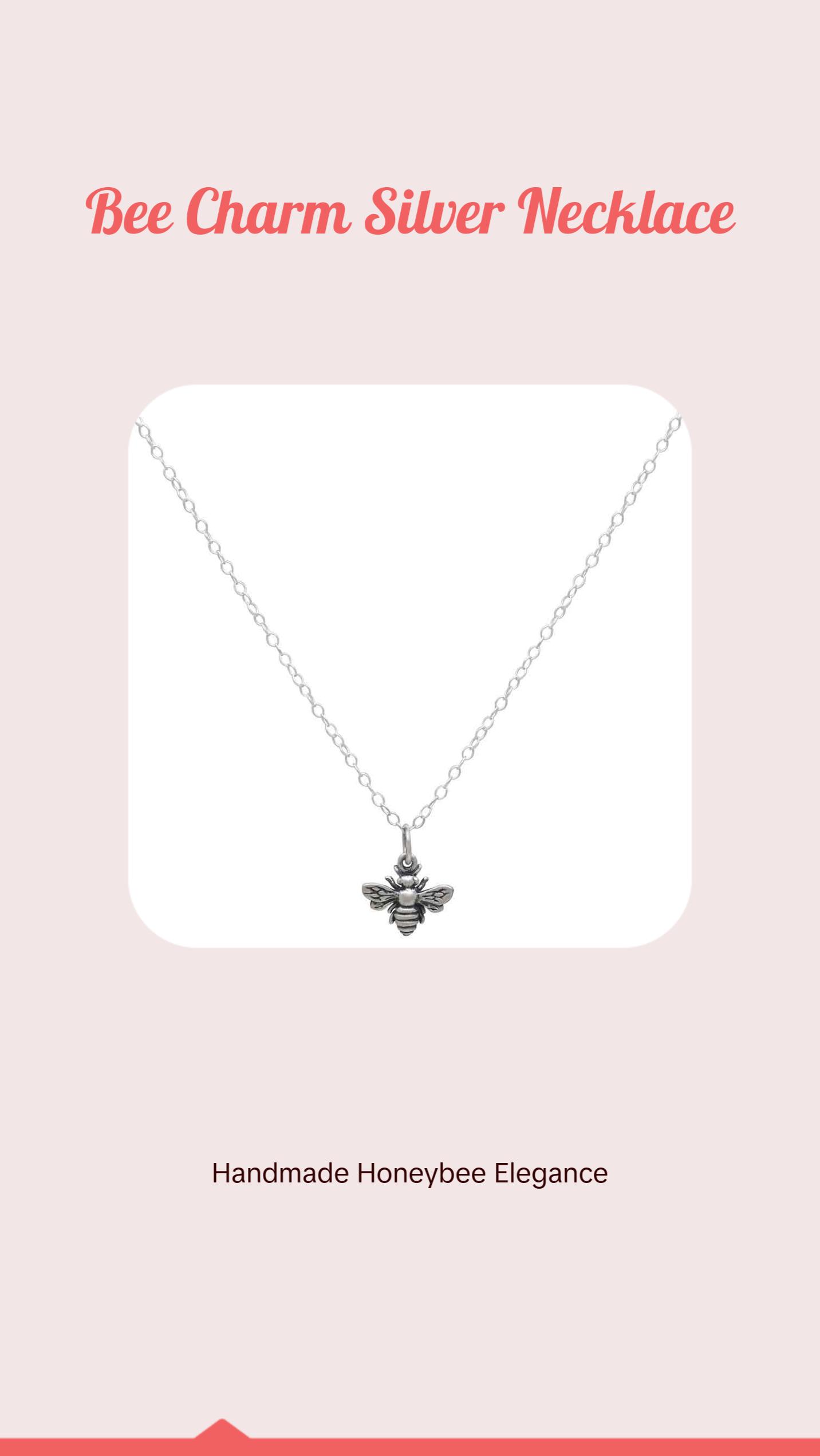 3D Bumblebee Charm Sterling Silver Necklace - Bee Pendant