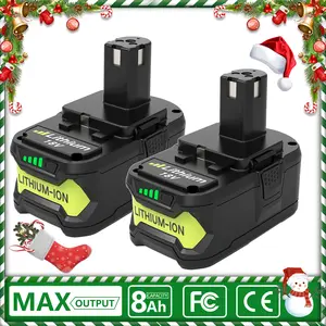 2 Packs 8.0Ah 18 Volt High Capacity Replacement for Ryobi 18V Battery 8000mAh, Compatible with Ryobi 18 Volt Lithium ion Battery P108 P107 P105 P104 P103 P102 Cordless MAX Power Battery Tools lithium-ion Batteries Pack flexvolt