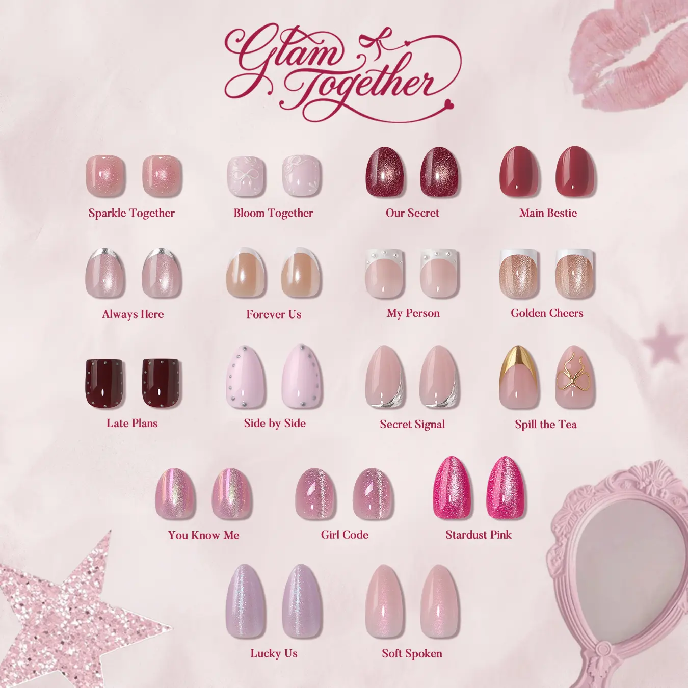 [Buy & Get 1 Free Glue] BTArtbox Extra Short Oval Press On Nails - Glam Together, Easy-to-Apply Almond Squoval Gradient Press On Nails with Glue and Adhesive Tabs in 16 Sizes - 32 Nails All-in-One Kit, Summer Clean Girl Cateye Nails