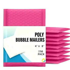 4x8 (4x7) Poly Bubble Padded Envelope Mailers Shipping Bag Hot Pink 250 PCS