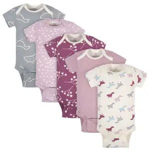 5-Pack Baby Girls Short Sleeve Onesies Bodysuits