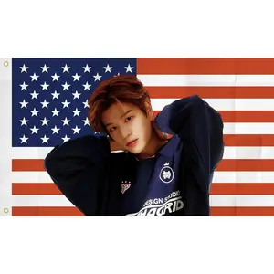 Sungmin American flag   Outdoor Indoor,Seung min USA flag Poster American flag tapestry for Bedroom Living room dorm wall with Brass Grommets Vivid Color and Fade Proof Decorations Gift Colorful