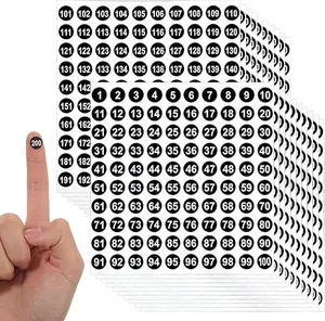 Number Stickers Labels Black Number Sticker 20Pcs Consecutive Numbers Stickers 1-200 Vinyl Numbered Sticker Waterproof Round Self-Adhesive and Residue-Free Decals for Office Storage Inventory