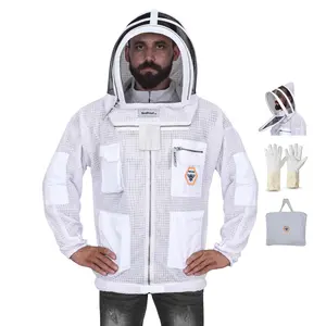 Bee Proof BP-301 Beekeeping Jacket with Veil 3 Layer Ultra Ventilated Bee Suit with Total Protection with Safety Fencing for Professional Beekeeping Suit with Carrying Bag (XXL)