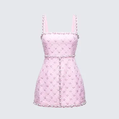 skims pink rhinestone dress Skims rhinestone pointelle mini dress , size small