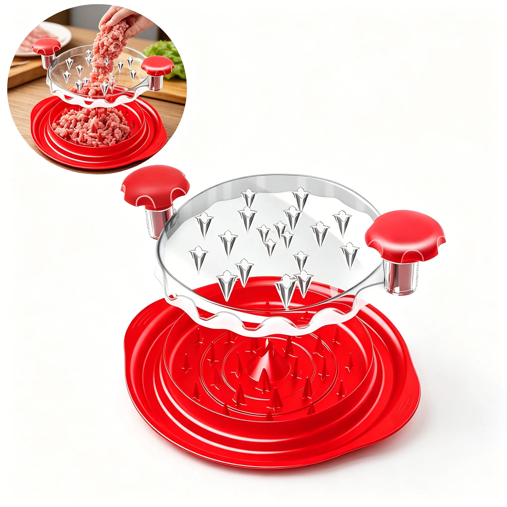 【SummerWins】 Chicken Shredder Large Chicken Breast Shredder  Visible Meat Shredder Machine, Tool Twist with Brush&Fork,BPA Free,Anti-Slip Strip, Ergonomic Handle,  Suitable for Pork Beef Chicken
