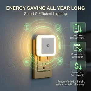 6-Pack Plug-In Smart LED Night Light, Auto Dusk-to-Dawn Sensor, Soft Glow, Energy-Saving Mini Wall Light for Bedroom, Kids-Safe Home Improvement Lighting