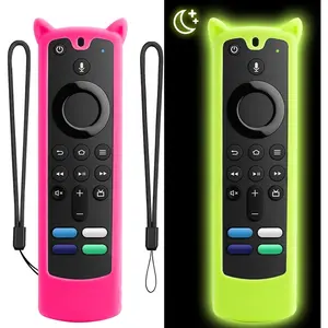 [2 Pack]  Firestick Remote Cover Compatible with Alexa Voice Remote 4k/Max/Lite (3rd Gen), Firesticktvs Remote Case with Wrist Strap, Fire Stick Cover Glow in The Dark
