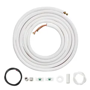【Summervibes】VEVOR 25FT Mini Split Line Set, 1/4" & 3/8" O.D Copper Pipes Tubing and Triple-Layer Insulation, for Air Conditioning or Heating Pump Equipment & HVAC with Rich Accessories (27ft Connection Cable)