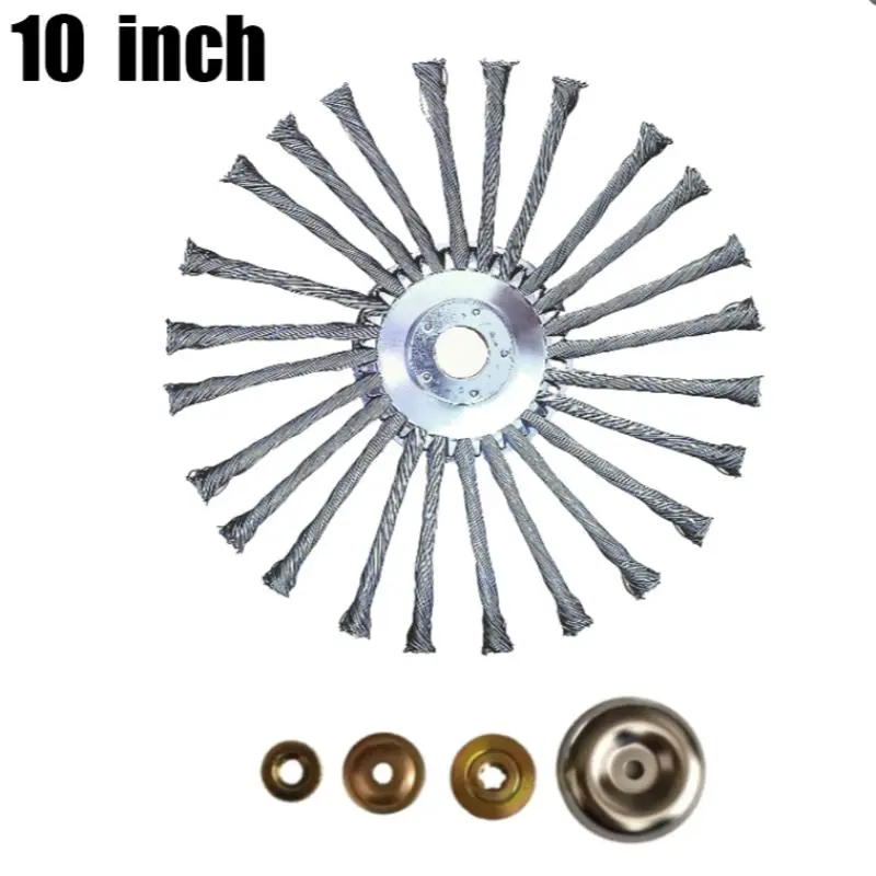 Universal Weed Wiper Brush Set, 6 Inch, 8 Inch, 10 Inch Steel Wire Brushes, Durable Garden Tool Accessories for Lawn Care & Maintenance, Grass Trimmer Accessories, Cutting
