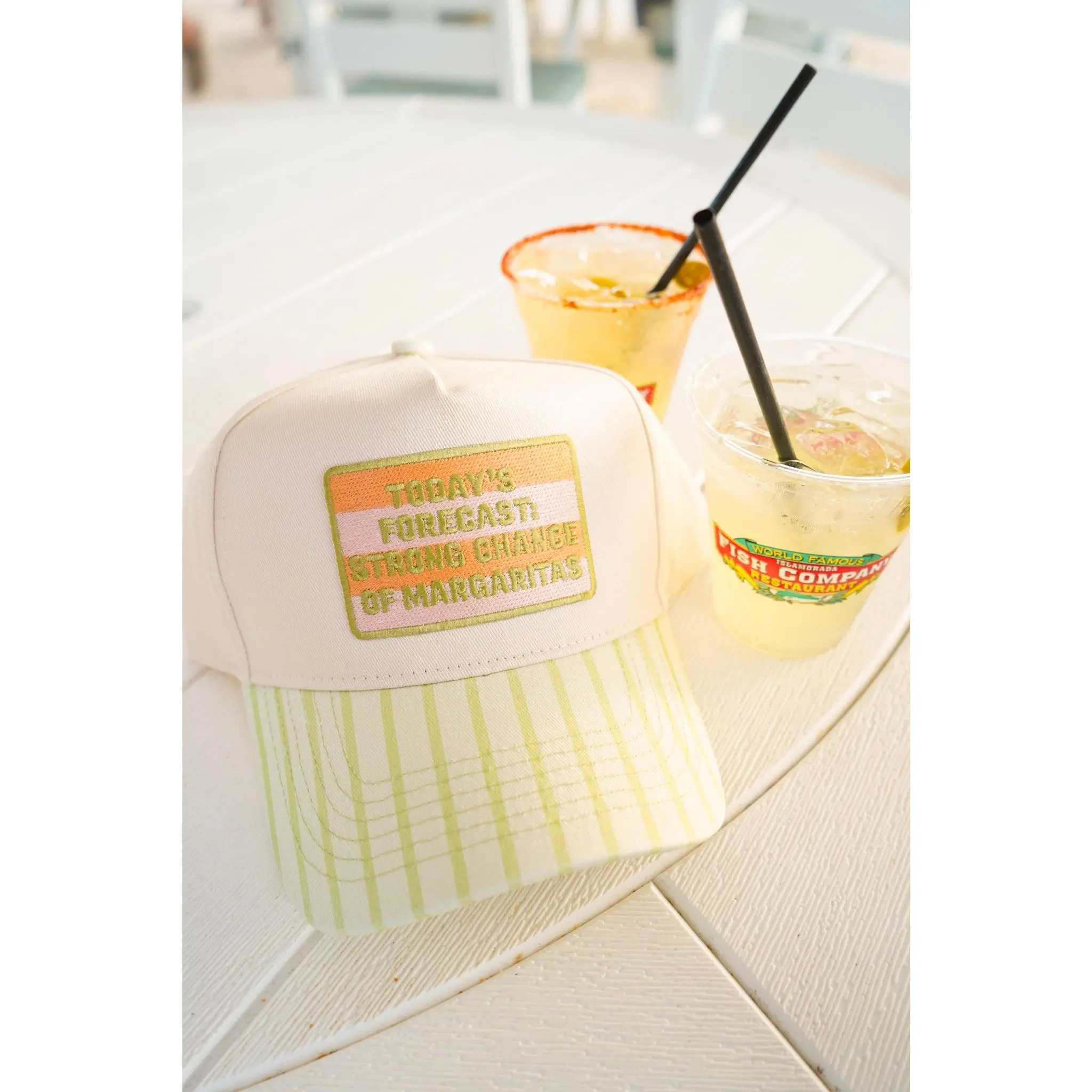 Strong Chance of Margaritas Patch Hat | Funny Summer Trucker Hat for Women | Customizable Dad Cap Bucket Hat | Cute Happy Hour Beach Hat | Gift for Her Fitted Gorras High Quality Hat