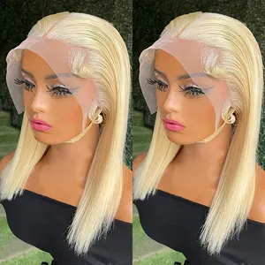 Wholesale New Fashionable 13x4 Blonde Bob Hair Wig for Women - 150% Density Human Hair Lace Front Wig with Straight Bob Style, Natural Look, Versatile for All Light Beige Tones, Easy to Style, Perfect for Casual Attire, Short Hair Wig