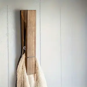 Jumbo Wooden Towel Clothespins for Bathroom, Large Wooden Clothes Clips with Spring for DIY Craft Winter Farmhouse Bathroom Laundry Room, Home Decor Accessory