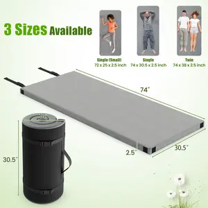 COSTWAY - Foldable Camping Mattress with High density foam Cushion and Anti-slip Bottom-Gray